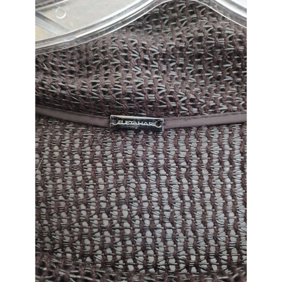 Elie Tahari open weave wide cowlneck top blouse M sheer mesh minimalist Lagenloo - Picture 2 of 10